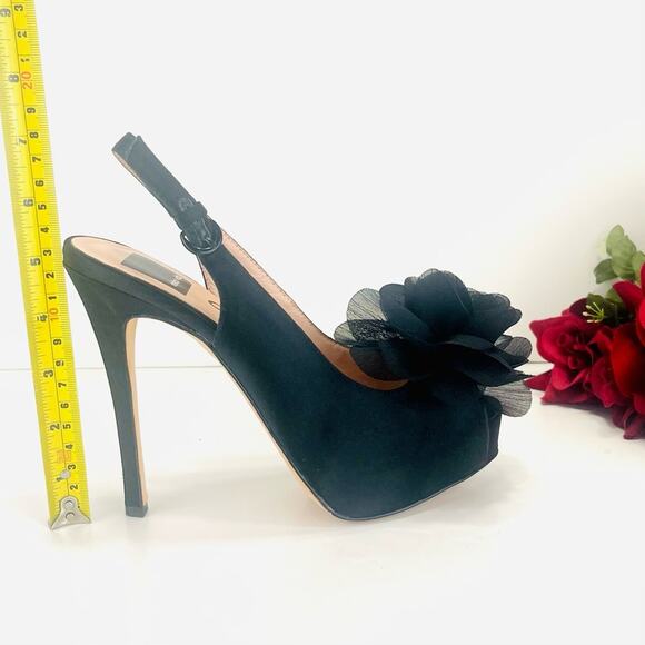 Dolce Vita Amore Platform Stiletto Heels Size 7.5 Black Slingback Open/Peep Toe - Picture 8 of 16